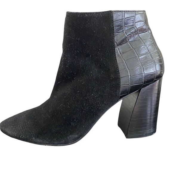 Steve Madden Size 10 Jagat Booties Black Suede Croc Pointed Toe Block Heel Ankle - Picture 6 of 11